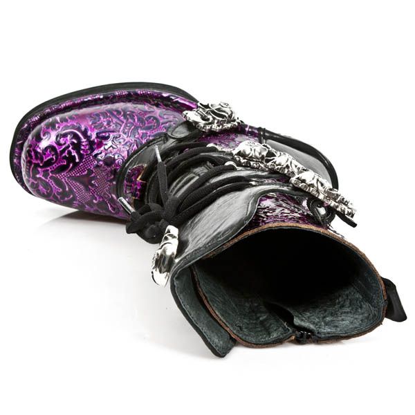  M.8366-S3 VINTAGE CHAROL LILA, ROCK NEGRO, PLATAF. NRK SKULL New Rock M.8366-S3  8