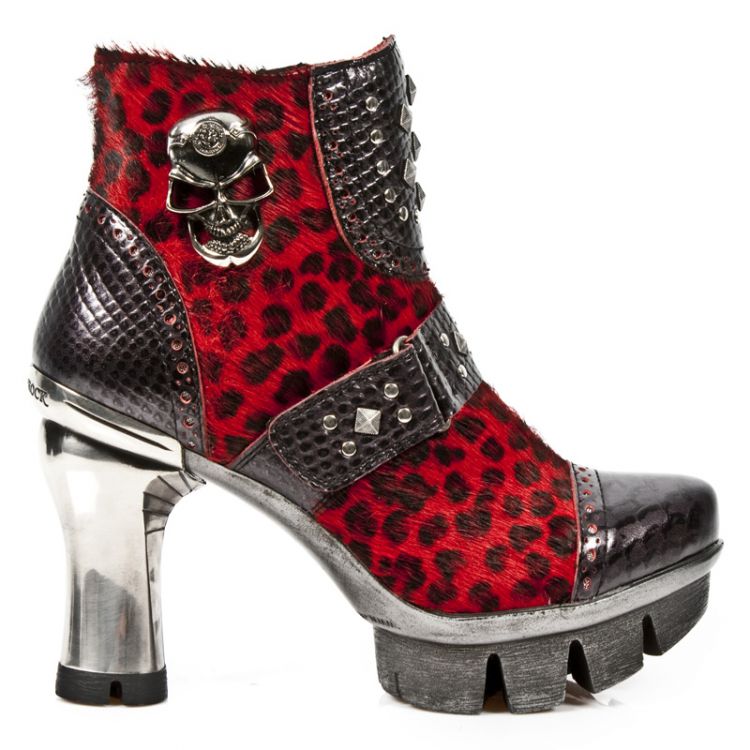  M.NEOPUNK005-C3 PITON NEGRO GRAFITO REVESS ROJO PELO LEOPARD New Rock M.NEOPUNK005-C3  2