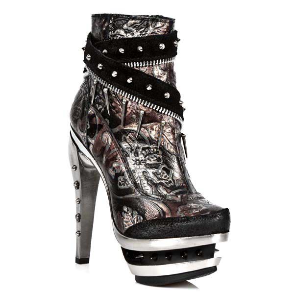  M.ROCK206-C1 VELOUR NEGRO VINTAGE FLOWER ROJO ROCK ACERO New Rock M.ROCK206-C1  3