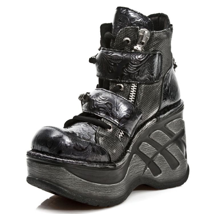  M.SP0003-C2 DRAMA CHAROL NEGRO BOX PLANE DIAMANTE GRABADO NE New Rock M.SP0003-C2  5