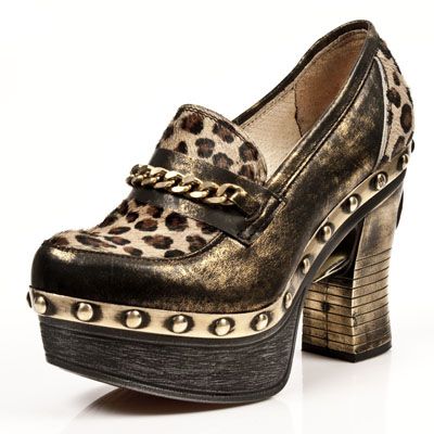  M.Z001-R2 BOX OROMANE, LEOPARDO PELO MARRON, P.ZUECO NEG-ORO New Rock M.Z001-R2  3