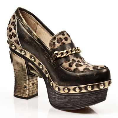  M.Z001-R2 BOX OROMANE, LEOPARDO PELO MARRON, P.ZUECO NEG-ORO New Rock M.Z001-R2  5