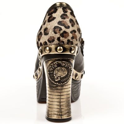 M.Z001-R2 BOX OROMANE, LEOPARDO PELO MARRON, P.ZUECO NEG-ORO New Rock M.Z001-R2  6