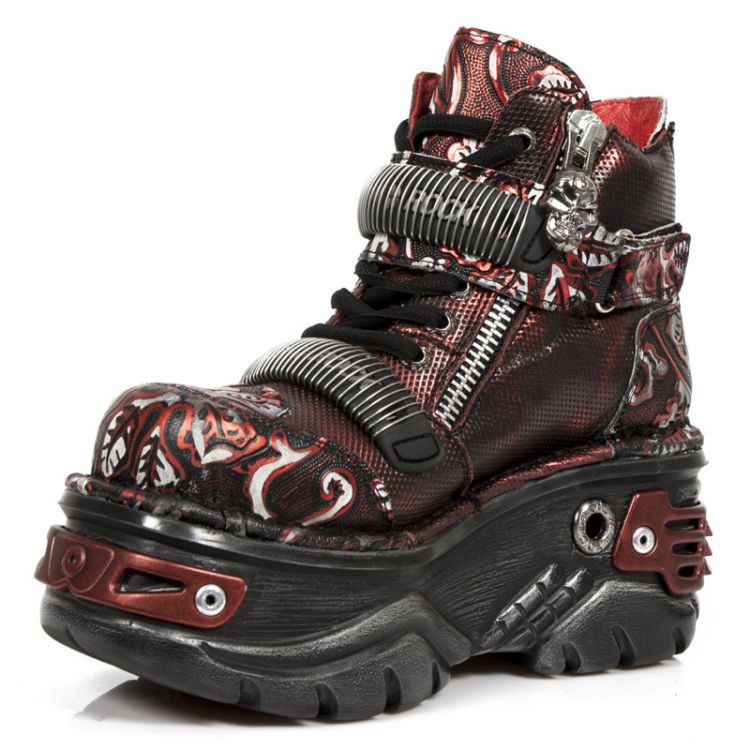 Ботинки M.1065-S3 VINTAGE FLOWER POLAR ROJO, BOX ROJO-METAL GRA DIAM New Rock M.1065-S3 Изображение 5