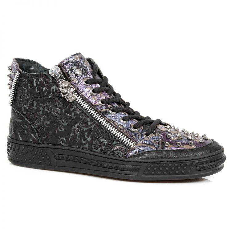 M.PS029-C3 VINTAGE FLOWER NEGRO FLOWER LILA PISA NEGRO New Rock M.PS029-C3  1