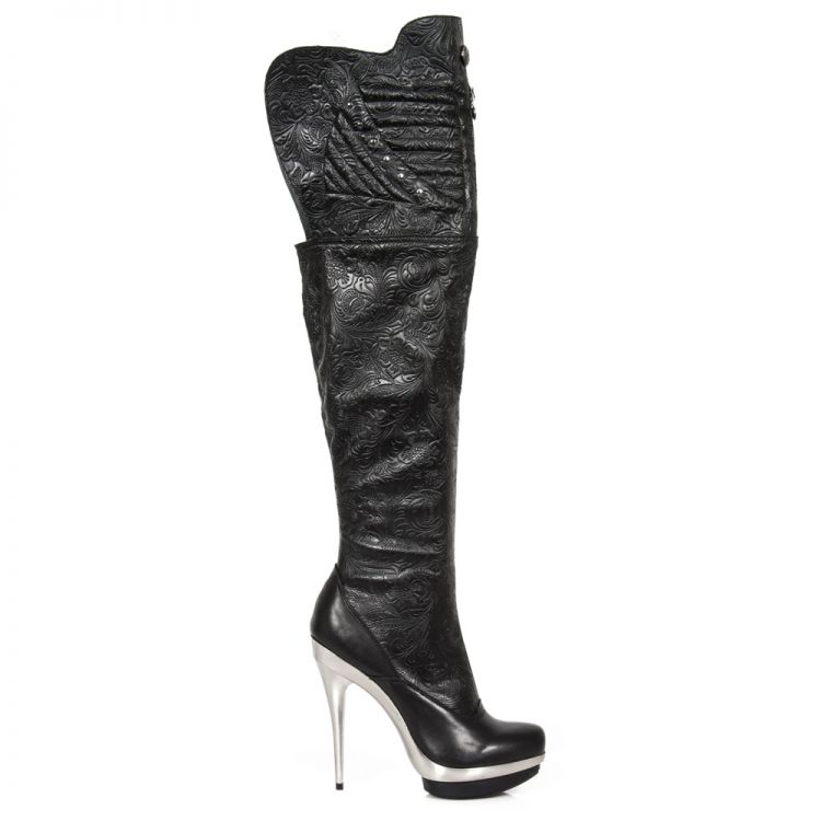  M.PUNK080-S1 NAPA NEGRO, NAPA PU ELASTICA VINTAGE FLOWER NEG New Rock M.PUNK080-S1  1