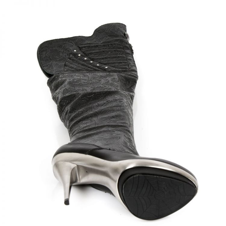  M.PUNK080-S1 NAPA NEGRO, NAPA PU ELASTICA VINTAGE FLOWER NEG New Rock M.PUNK080-S1  7