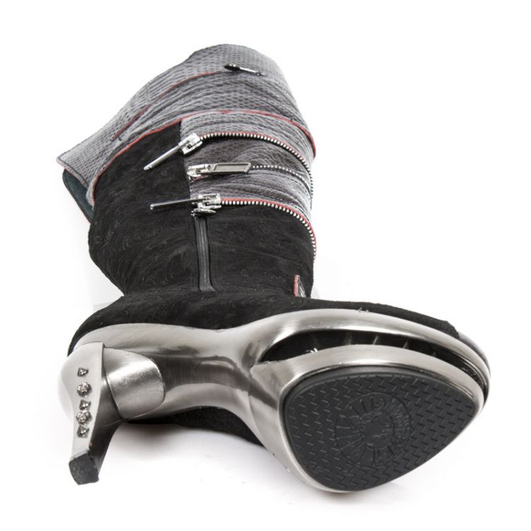  M.ROCK225-C4 PITON NEGRO GRABADO REVESS ROJO DRAMA ANTE NEG New Rock M.ROCK225-C4  7
