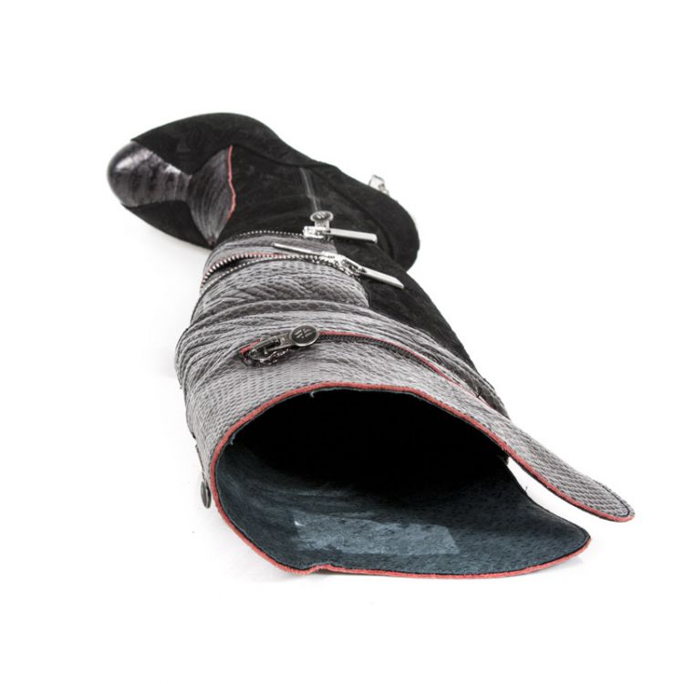 M.ROCK225-C4 PITON NEGRO GRABADO REVESS ROJO DRAMA ANTE NEG New Rock M.ROCK225-C4  8