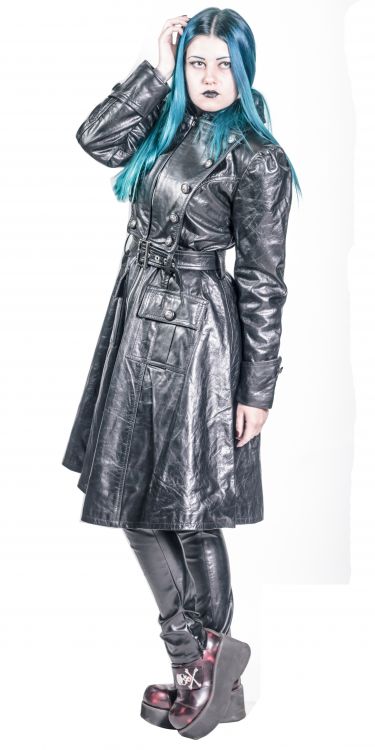  BLACK LEATHER WOMEN COAT New Rock W.COAT3010-S1-OFF  5