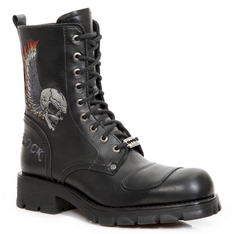  NOMADA NEGRO BORDADOS GRIS LLAMAS FUEGO MOTORCYCLE New Rock M.7645-C1  2