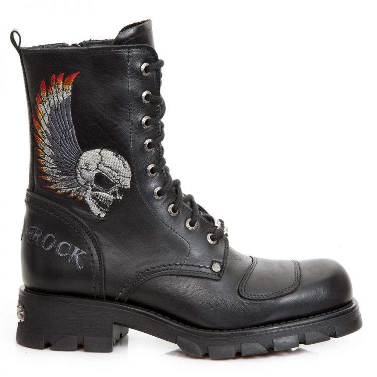  NOMADA NEGRO BORDADOS GRIS LLAMAS FUEGO MOTORCYCLE New Rock M.7645-C1  1