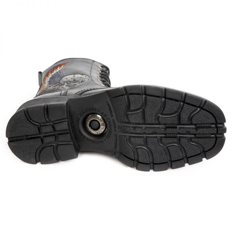 NOMADA NEGRO BORDADOS GRIS LLAMAS FUEGO MOTORCYCLE New Rock M.7645-C1  6