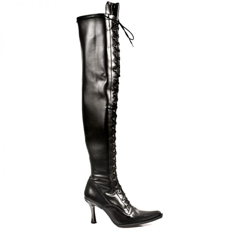  ITALI NEGRO Y PIEL ELASTICA NEGRA, MALICIA TACON New Rock M.9026-C10  1