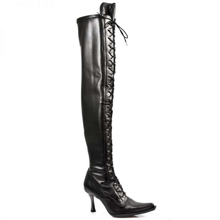  ITALI NEGRO Y PIEL ELASTICA NEGRA, MALICIA TACON New Rock M.9026-C10  3