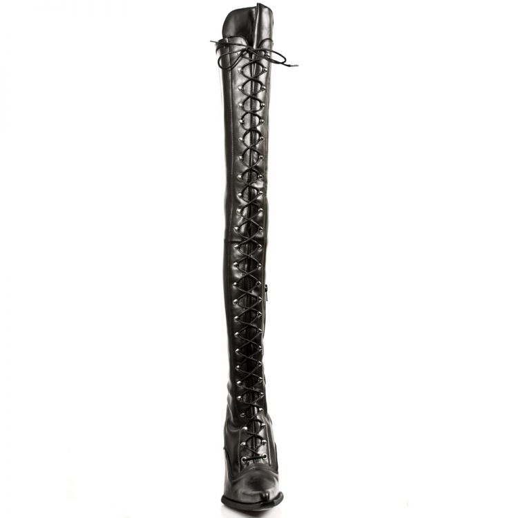  ITALI NEGRO Y PIEL ELASTICA NEGRA, MALICIA TACON New Rock M.9026-C10  4