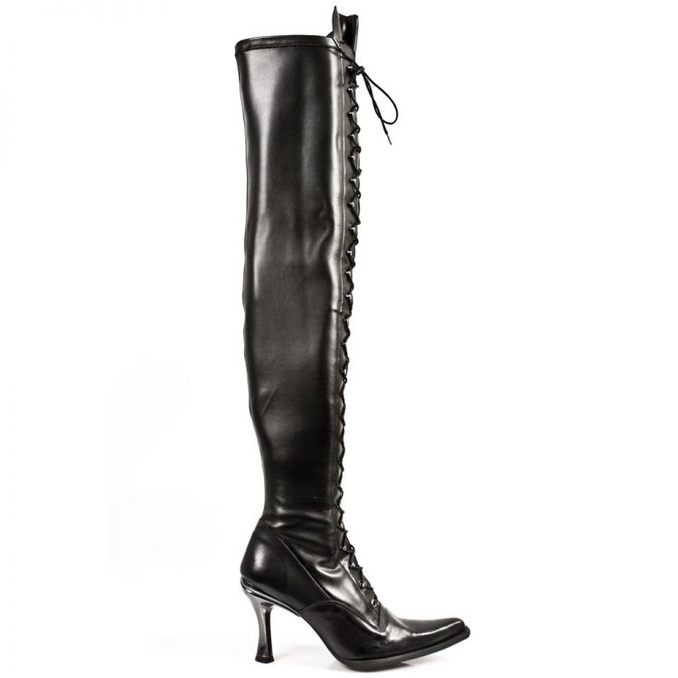 ITALI NEGRO Y PIEL ELASTICA NEGRA, MALICIA TACON New Rock M.9026-C10  2