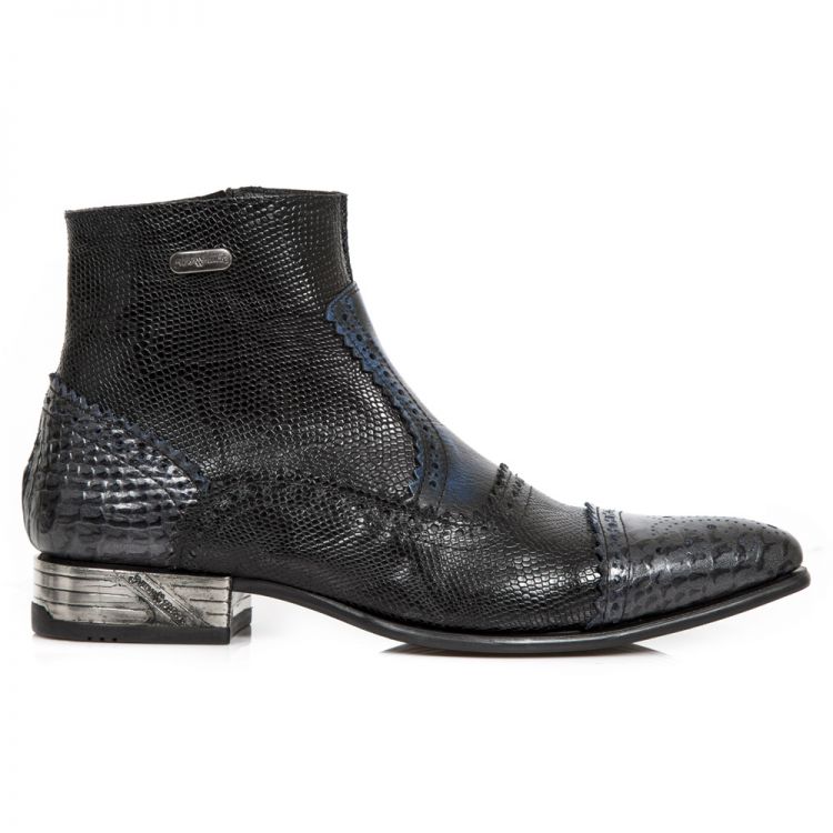  PITON NEGRO GRAFITO REVESS AZUL PITONE NEGRO BOX New Rock M.NW133-S5  2