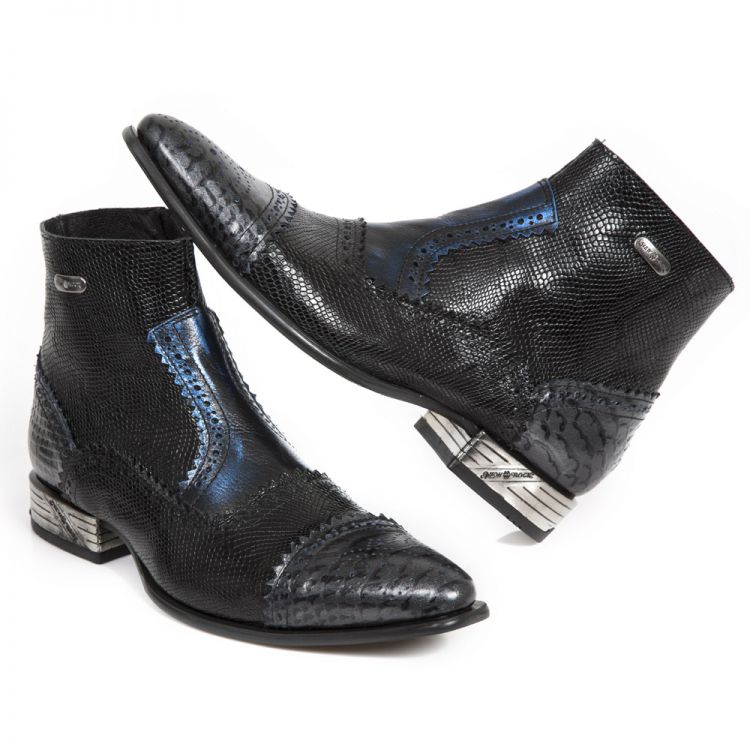  PITON NEGRO GRAFITO REVESS AZUL PITONE NEGRO BOX New Rock M.NW133-S5  9