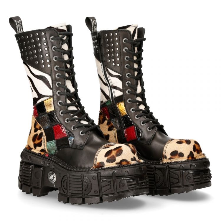  M-MILI244-C1 LEOPARDO PELO MARRON, CRUST NEGRO, PATCHWORK ROJO AMARILLO VERDE, CEBRA NEGRA, TANK NEG New Rock M.MILI244-C1  1