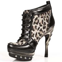 Ботильоны NOMADA NEGRO LEOPARDO PELO MARRON PLAT ORO PUNK New Rock M.PUNK006-C2 - маленькая картинка