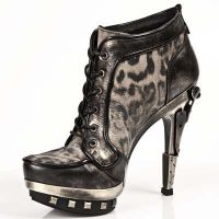 Ботильоны BOX OROMANE VELOUR LEOPARDO BEIG NEGRO PLAT ORO New Rock M.PUNK006-C3 - маленькая картинка