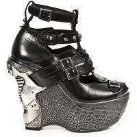Ботильоны NOMADA NEGRO, COCO CHAROL NEGRO, PANZER PLATA New Rock M.PZ004-S11 - маленькая картинка
