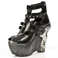 Ботильоны NOMADA NEGRO, COCO CHAROL NEGRO, PANZER PLATA New Rock M.PZ004-S11 - маленькая картинка