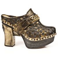Ботильоны BOX OROMANE, TRENZ.ORO, PLAT.ZUECO NEGRO-ORO New Rock M.Z002-R2 - маленькая картинка