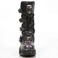 Сапоги VINTAGE FLOWER LILA, ROCK NEGRO, PLATF. NRK SKULL New Rock M.8366-S6 - маленькая картинка