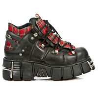 Ботинки M.106T-C9 ITALI NEGRO TELA ESCOCESA ROJA TOWER NEGRO ACERO New Rock M.106T-C9 - маленькая картинка