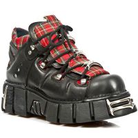Ботинки M.106T-C9 ITALI NEGRO TELA ESCOCESA ROJA TOWER NEGRO ACERO New Rock M.106T-C9 - маленькая картинка