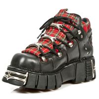 Ботинки M.106T-C9 ITALI NEGRO TELA ESCOCESA ROJA TOWER NEGRO ACERO New Rock M.106T-C9 - маленькая картинка