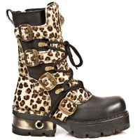 Ботинки M.373-C43 ITALI NEGRO LEOPARDO PELO MARRON PLANING NEGRO NEW New Rock M.373-C43 - маленькая картинка