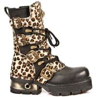  M.373-C43 ITALI NEGRO LEOPARDO PELO MARRON PLANING NEGRO NEW - 