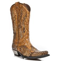 Казаки M.7921B-C2 SNAKE CUERO VINTAGE FLOWER CUERO WEST NEGRO ACERO New Rock M.7921B-C2 - маленькая картинка