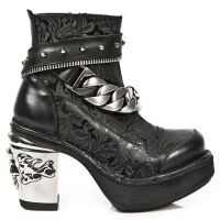  M.8361 ITALI NEGRO VINTAGE FLOWER NEGRO PLATF. NRK SKULL New Rock M.8361-S1 -  