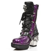  M.8366-S3 VINTAGE CHAROL LILA, ROCK NEGRO, PLATAF. NRK SKULL New Rock M.8366-S3 -  