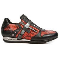 Ботинки M.HY018-S3 LUX NEGRO-ROJO, PYTHON RETICULATUS ROJO, ANTIK AC New Rock M.HY018-S3 - маленькая картинка