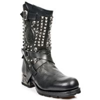 Сапоги M.MR020-C1 BUFALO NEGRO ENCOGIDO MOTOROCK NEGRO TACON ACERO New Rock M.MR020-C1 - маленькая картинка