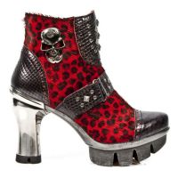  M.NEOPUNK005-C3 PITON NEGRO GRAFITO REVESS ROJO PELO LEOPARD - 