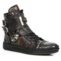 Ботинки M.PS028-C2 PULIK ACERO ITALI NEGRO VINTAGE2 FLOWER ROJO PISA New Rock M.PS028-C2 - маленькая картинка