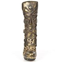 Сапоги M.PUNK001-C70 BOX OROMANE LEOPARDO PELO MARRON PLATAF ORO New Rock M.PUNK001-C70 - маленькая картинка