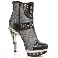 Ботильоны M.PUNK003-C10 NOMADA NEGRO PELO COCO GRIS PL ACERO T RECICLE New Rock M.PUNK003-C10 - маленькая картинка