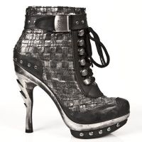  M.PUNK028-C2 ITALI NEGRO TRENZADO PLATA PL ACERO COBRA GARRA - 