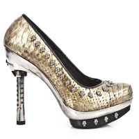 Туфли M.PUNK043-C18 PITON ORO PIEL VIVO NEG PL PUNK CALAVERA CRIST New Rock M.PUNK043-C18 - маленькая картинка