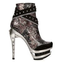  M.ROCK201-C2 VELOUR NEGRO VINTAGE FLOWER ROJO ROCK ACERO - 