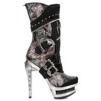  M.ROCK208-C1 VELOUR NEGRO VINTAGE FLOWER ROJO ROCK ACERO - 