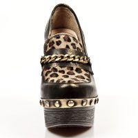 Туфли M.Z001-R2 BOX OROMANE, LEOPARDO PELO MARRON, P.ZUECO NEG-ORO New Rock M.Z001-R2 - маленькая картинка