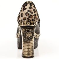Туфли M.Z001-R2 BOX OROMANE, LEOPARDO PELO MARRON, P.ZUECO NEG-ORO New Rock M.Z001-R2 - маленькая картинка
